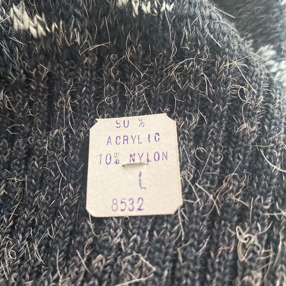 Le Tigre Sweater Mens Vintage Large USA Made Acrylic Grandpa Brown Black NEW - Picture 9 of 9